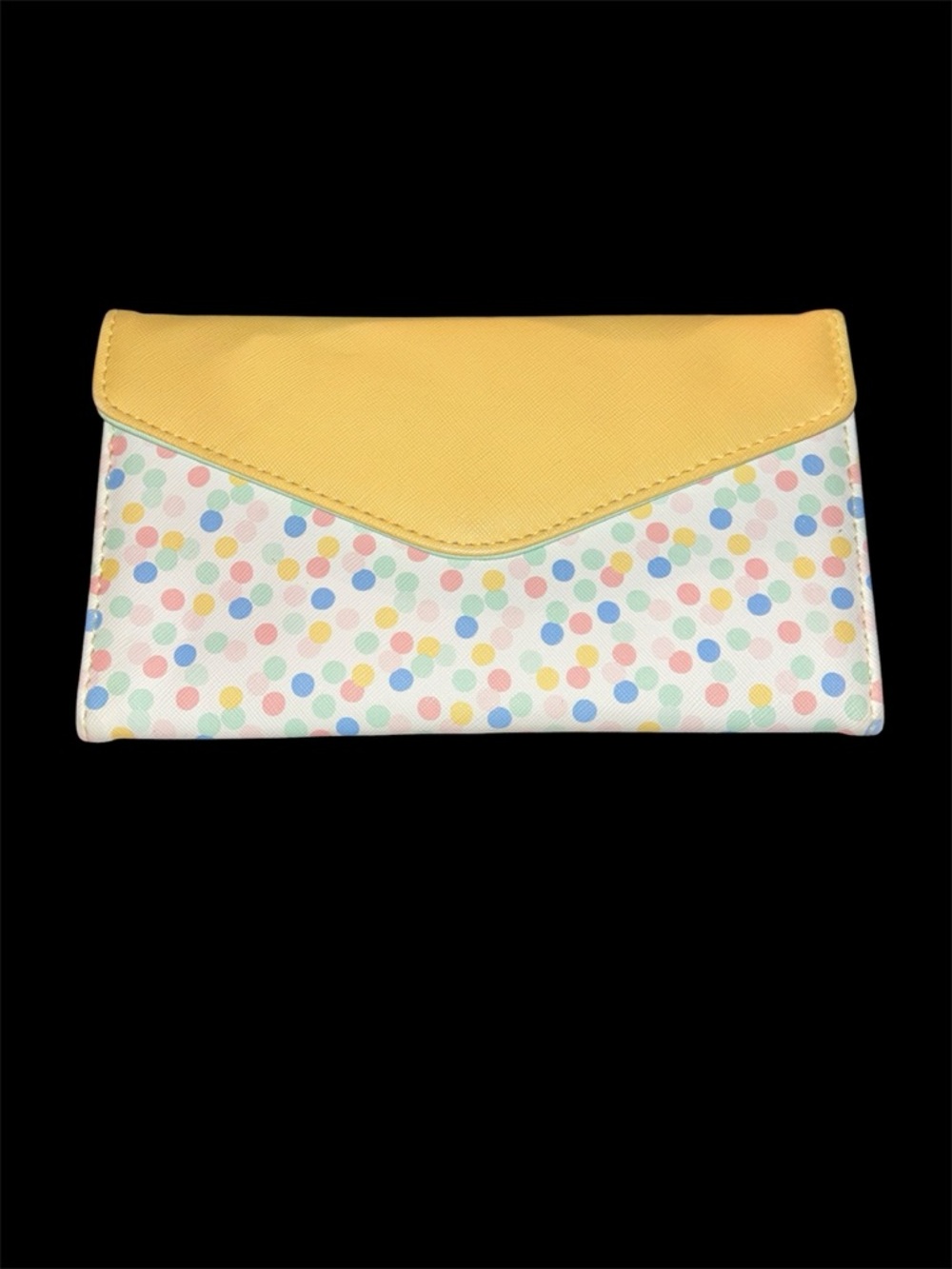 Bright Confetti Polka Dot Envelope Wallet - Yellow & Pastel Color-Block Organize